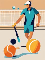 Pickleball clipart - two players competing in a pickleball match  color,minimalist,vector clipart