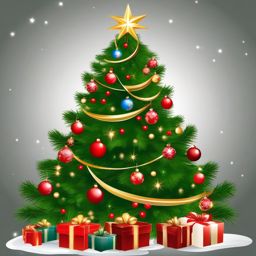 Christmas Tree Clipart, A beautifully decorated Christmas tree. 