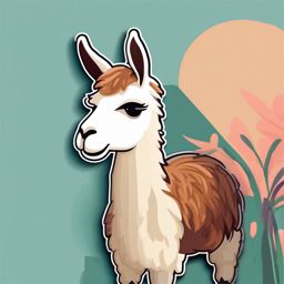 Llama Sticker - A woolly llama with a friendly demeanor, ,vector color sticker art,minimal