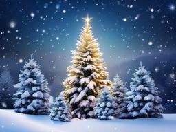 Snowy Christmas Tree Background  