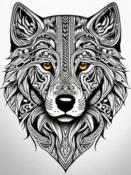 maori dog tattoo  simple color tattoo,minimalist,white background