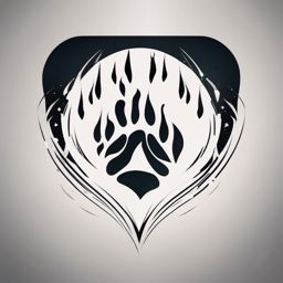 Abstract bear paw heartbeat tattoo. Pulse of the wild.  minimal color tattoo design