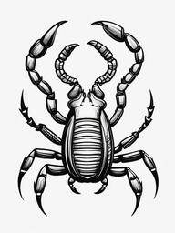 drawing of a cartoon scorpion with a smile  minimal rough sketch scribbles,doodles,black and white