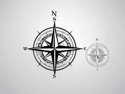 Compass Travel Tattoo - Tattoo symbolizing travel and exploration.  simple vector tattoo,minimalist,white background