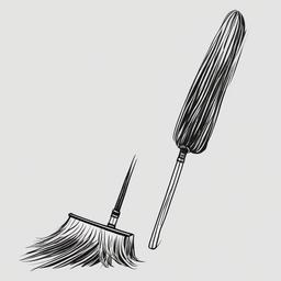 drawing of a broom  minimal rough scribbles,doodles,black and white