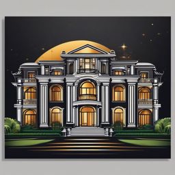 Modern Mansion sticker- Luxury Living Elegance, , color sticker vector art