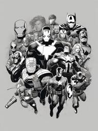 drawing of marvel  minimal rough scribbles,doodles,black and white