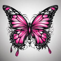 pink ribbon butterfly tattoo  