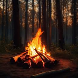 Fire Wallpaper - Burning campfire in a forest setting  background wallpaper