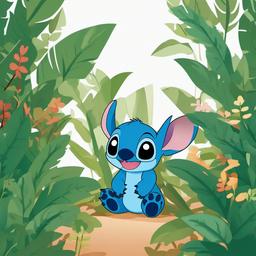 Stitch clipart - Stitch playing hide and seek in the bushes  color,minimalist,vector clipart