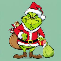 Grinch clipart - Grinch with a sack of gifts  