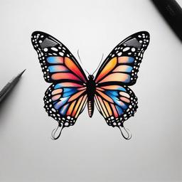 butterfly ideas tattoo  simple color tattoo, minimal, white background