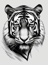 pencil sketch of tiger  minimal rough sketch scribbles,doodles,black and white