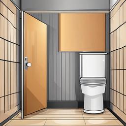 Toilet clipart - bathroom stall with a closed door  color,minimalist,vector clipart