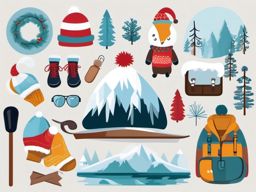 Winter Adventure clipart - Adventurous winter activities, ,vector color clipart,minimal