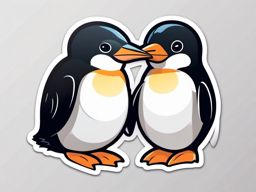 Penguin Couple Sticker - A sweet penguin couple sharing a tender moment. ,vector color sticker art,minimal