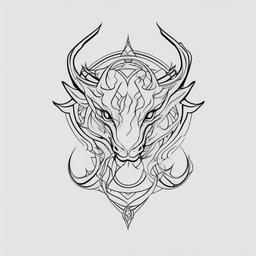 Dragon Gemini Tattoo - Tattoo inspired by the Gemini zodiac sign, featuring a dragon.  simple color tattoo,minimalist,white background