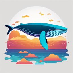 Whale clipart - whale underwater with light rays shining through  color,minimalist,vector clipart