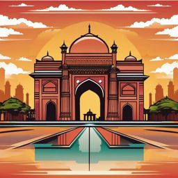 New Delhi clipart - India Gate and Jama Masjid in India, ,color clipart vector style