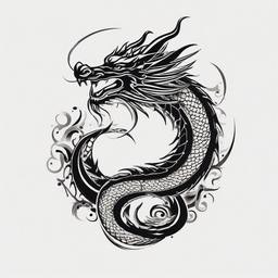 Naga Dragon Tattoo - Tattoo featuring a dragon inspired by the mythical Naga.  simple color tattoo,minimalist,white background