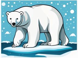 Cute Polar Bear in the Arctic Ice  clipart, simple