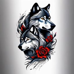 Wolf Sleeve Tattoo Ideas,ideas for a full sleeve tattoo depicting the untamed spirit of the wolf. , color tattoo design, white clean background