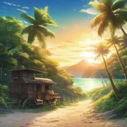 Deserted island getaway. anime, wallpaper, background, anime key visual, japanese manga