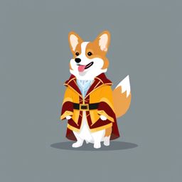 Corgi dressed in a costume clipart  simple, 2d flat