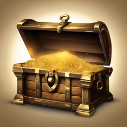 golden key clipart: unlocking a mysterious old chest. 