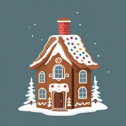 Gingerbread House clipart - gingerbread house with a chimney  color,minimalist,vector clipart