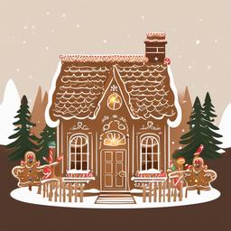 Gingerbread House clipart - gingerbread house with a cozy interior  color,minimalist,vector clipart