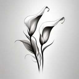 Calla Lilies Tattoo - Tattoo featuring the elegant and graceful calla lily flowers.  simple color tattoo,minimalist,white background