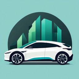 Electric Car Clipart - An electric car with zero emissions.  color vector clipart, minimal style