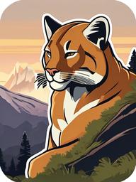 Puma cartoon - mountain-dwelling big cat  cartoon sticker style