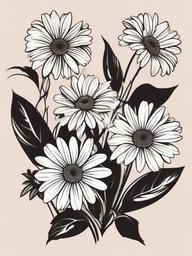 A Daisy Tattoo-Embrace of the simplicity and charm of a singular daisy in an A daisy tattoo, symbolizing innocence and purity.  simple vector color tattoo