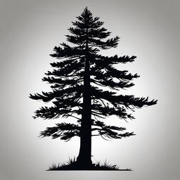 pine tree silhouette tattoo  simple color tattoo,white background