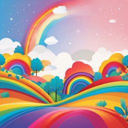 Rainbow Clipart - A vibrant rainbow in the sky.  color clipart, minimalist, vector art, 