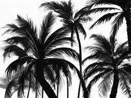 drawing of a palm tree silhouette  minimal rough sketch scribbles,doodles,black and white