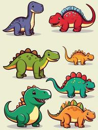 Clipart Dinosaur Cute,Charming depictions of cute dinosaurs  vector clipart