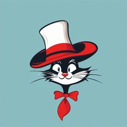 Cat and the Hat clipart, The Cat in the Hat with his signature mischievous grin.  simple, 2d flat