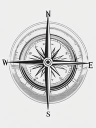 Compass Couple Tattoo - Matching compass tattoos for couples.  simple vector tattoo,minimalist,white background