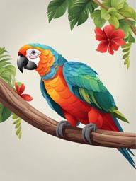 parrot clipart - a brilliantly colored parrot perched on a branch 