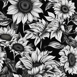 Sunflower Background Wallpaper - black and white sunflower background  
