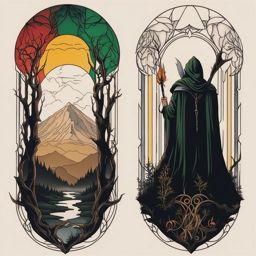 lord of the rings tattoo minimalist color design 