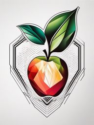 Geometric apple tattoo. Precision in design.  color tattoo minimalist white background