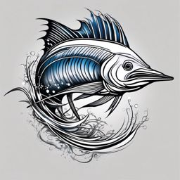 Sailfish Tattoo,a tattoo celebrating the majestic sailfish, a symbol of strength and speed. , color tattoo design, white clean background