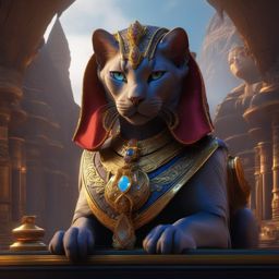 Sphinx Kitten Riddling with a Scholarly Wizard detailed matte painting, deep color, fantastical, intricate detail, splash screen, complementary colors, fantasy concept art, 8k resolution trending on artstation unreal engine 5