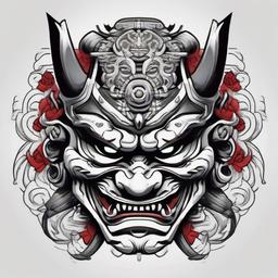 Oni samurai mask  ,tattoo design, white background