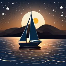 Sailboat and Star Emoji Sticker - Sailing under the stars, , sticker vector art, minimalist design