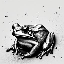 drawing of rain frog  minimal rough sketch scribbles,doodles,black and white